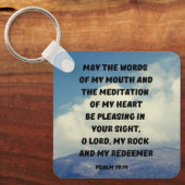 祈りの言葉の神を喜ばせる詩篇19:14聖書の聖句 キーホルダー (正面)