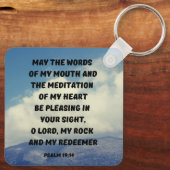 祈りの言葉の神を喜ばせる詩篇19:14聖書の聖句 キーホルダー (裏面)