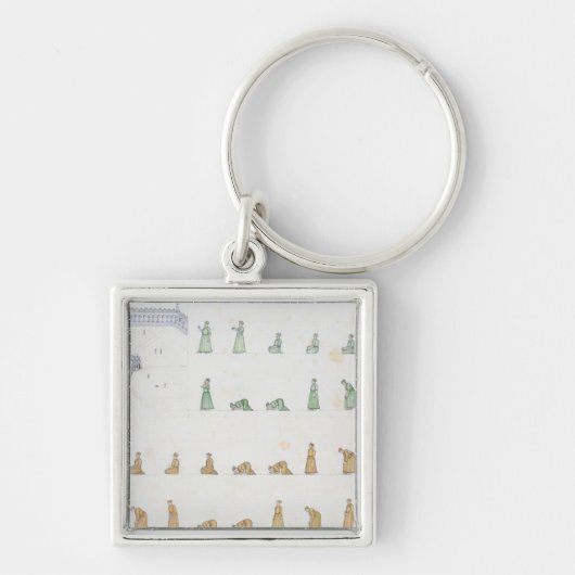 祈りの言葉の間の体の異なった位置からの キーホルダー (正面)