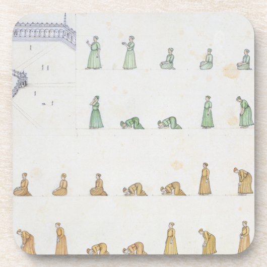 祈りの言葉の間の体の異なった位置からの コースター (正面)