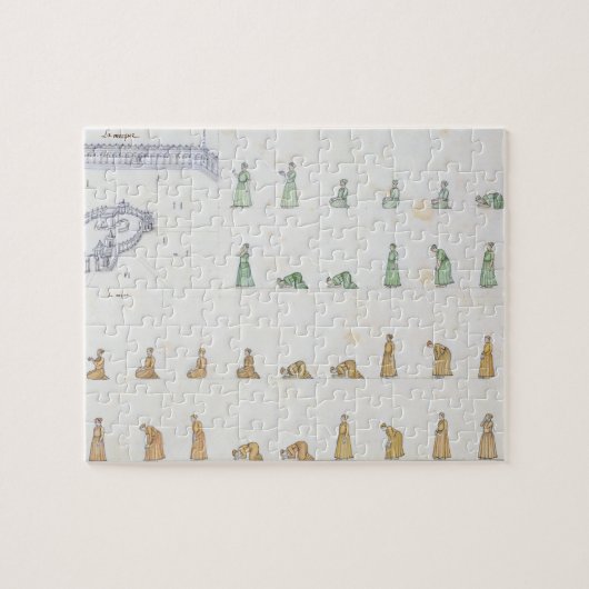 祈りの言葉の間の体の異なった位置からの ジグソーパズル (横)