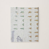 祈りの言葉の間の体の異なった位置からの ジグソーパズル (縦)