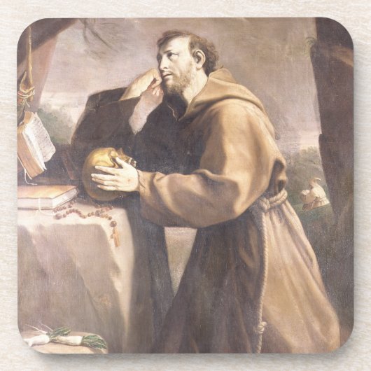 祈りの言葉のAssisiのSt Francis コースター (正面)