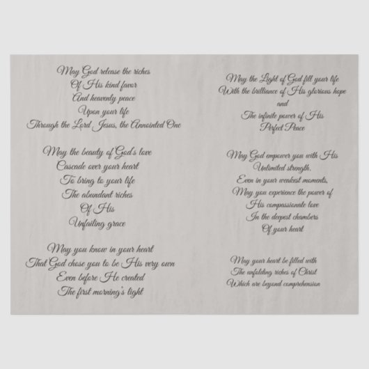 祈りの言葉のDecoupageのキリスト教のティッシュペーパー 薄葉紙 (正面)