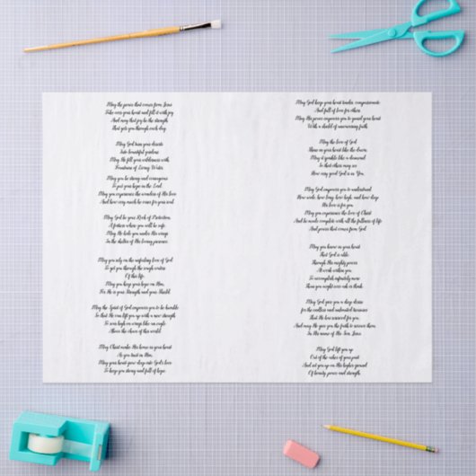 祈りの言葉のDecoupageのティッシュペーパー 薄葉紙 (クラフト)