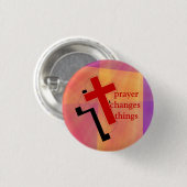 祈りの言葉はステンドグラスで物を十字に変える 缶バッジ (正面&裏面)