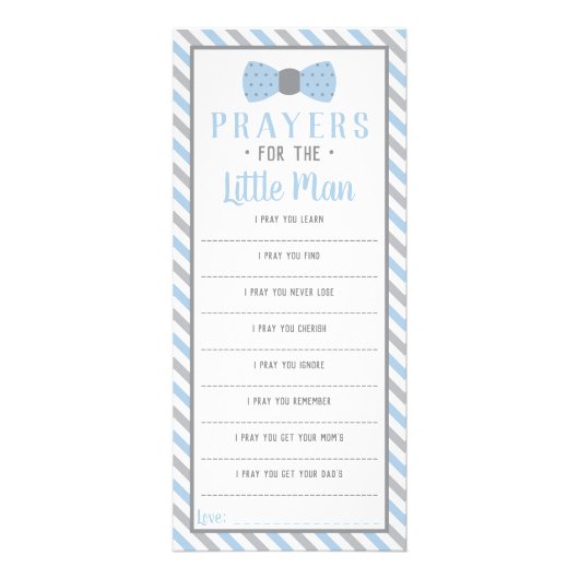 祈りの言葉は小さな男、赤ん坊の青、灰色 ラックカード (正面)