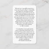 祈りの言葉は聖者|賛美されたAlexandrina 1を梳きます 名刺 (裏面)