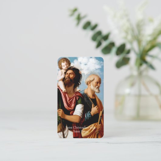 祈りの言葉は|のクリストフォロス及びピーター梳きます 名刺 (スタンド正面)