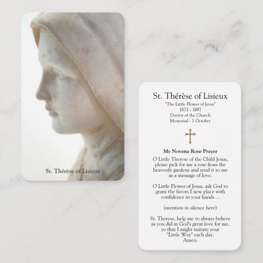 祈りの言葉はLisieuxの| St. Thérèseを梳きます 名刺 (正面/裏面)