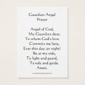 祈りの言葉へ守護天使ホーリーカード (裏面)