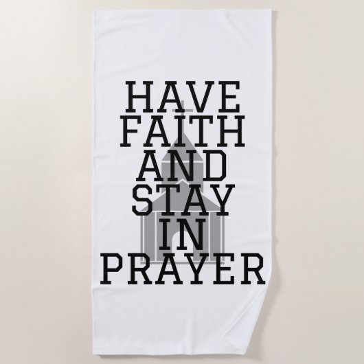 祈りの言葉を信じるはっきりした ビーチタオル (正面)