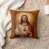 祈りの言葉を持つイエス・キリストの神聖なハート クッション (ブランケット)