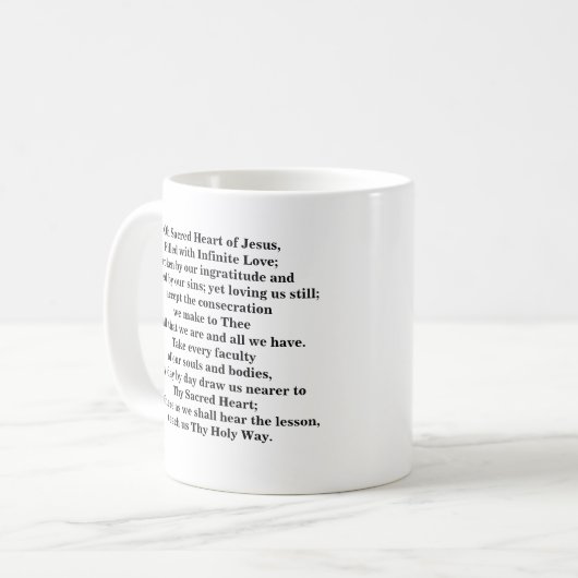 祈りの言葉を持つイエス・キリストの神聖なハート コーヒーマグカップ (正面左)