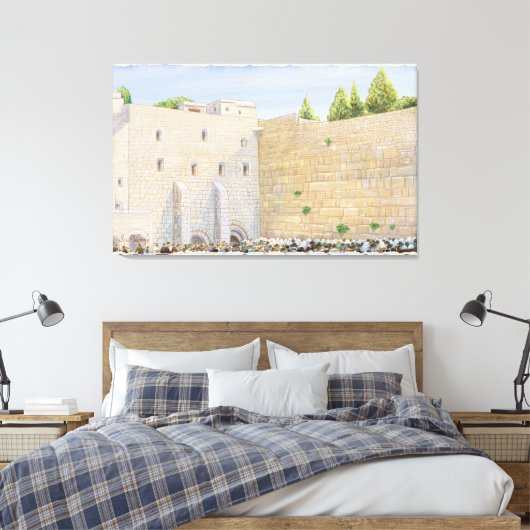 祈りの言葉ウエスタンウォールKOTELエルサレム旧市芸術 キャンバスプリント (インサイチュ (寝室))