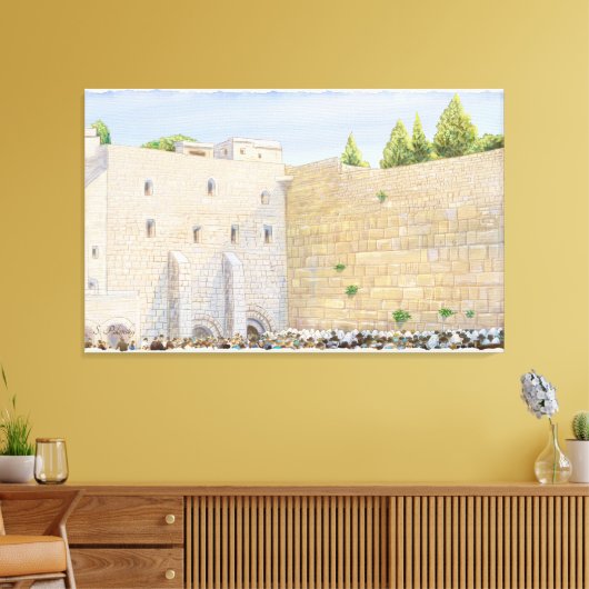 祈りの言葉ウエスタンウォールKOTELエルサレム旧市芸術 キャンバスプリント (インサイチュ (リビング))