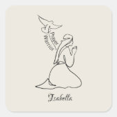 祈りの言葉ウォリアーデザインカスタマイズと名前 スクエアシール (正面)