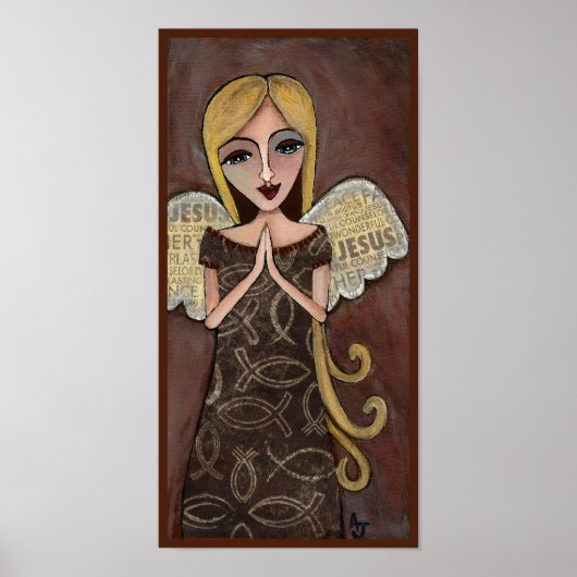 祈りの言葉エンジェルとイエズスのコラージュの翼 – プリント (正面)