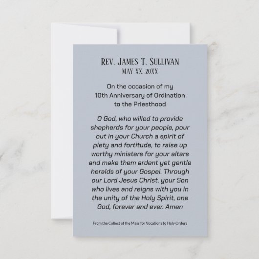 祈りの言葉カード名10周年記念日 サンキューカード (裏面)