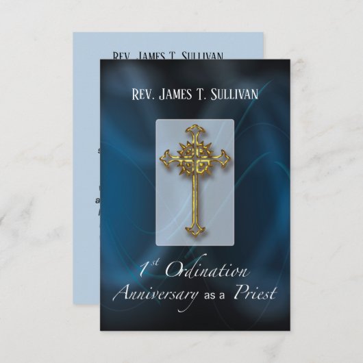 祈りの言葉カード名100周年記念ブルー サンキューカード (正面/裏面)