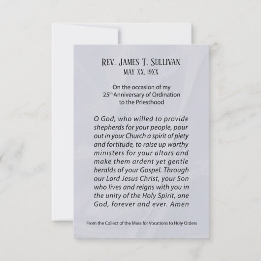 祈りの言葉カード名25周年調整 サンキューカード (裏面)