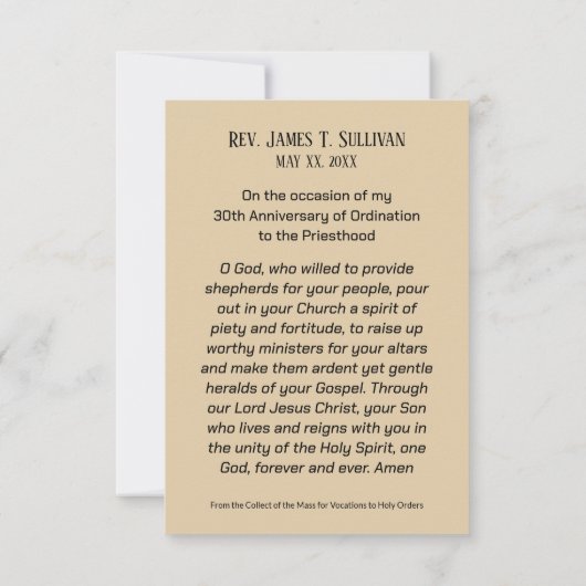 祈りの言葉カード名30周年記念メアリー サンキューカード (裏面)