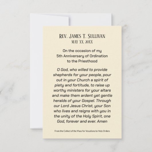 祈りの言葉カード名5周年記念祭壇 サンキューカード (裏面)