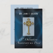 祈りの言葉カード名65th Ordination Anniversary Blue サンキューカード (正面/裏面)