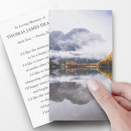 祈りの言葉カード葬式ムーディ秋の日 名刺