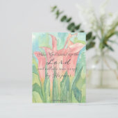 祈りの言葉カード1コリント目ピンクカラユリ花 ポストカード (スタンド正面)