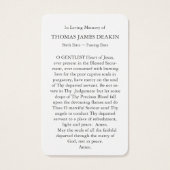 祈りの言葉カード |イエスの聖なるハート (裏面)