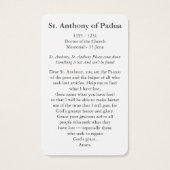 祈りの言葉カード |パドアの聖アントニー (裏面)