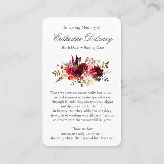 祈りの言葉カード|フローラボルドデラックス 名刺 (裏面)