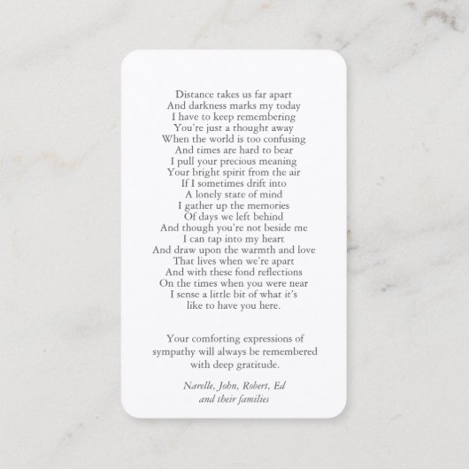 祈りの言葉カード | レイクマウンテンデラックス 名刺 (裏面)