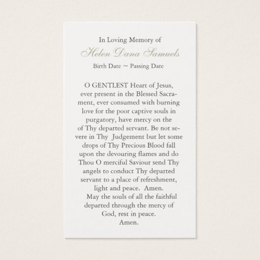 祈りの言葉カード |ヴァージンと子 (裏面)