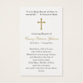 祈りの言葉カード |交差を持つ前提メアリー (裏面)