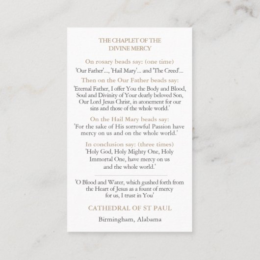 祈りの言葉カード 名刺 (裏面)