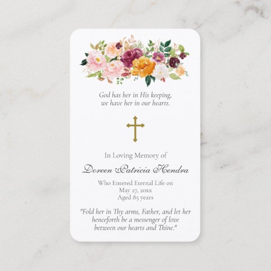 祈りの言葉カード |我らのグレースデラックス夫人 名刺 (裏面)