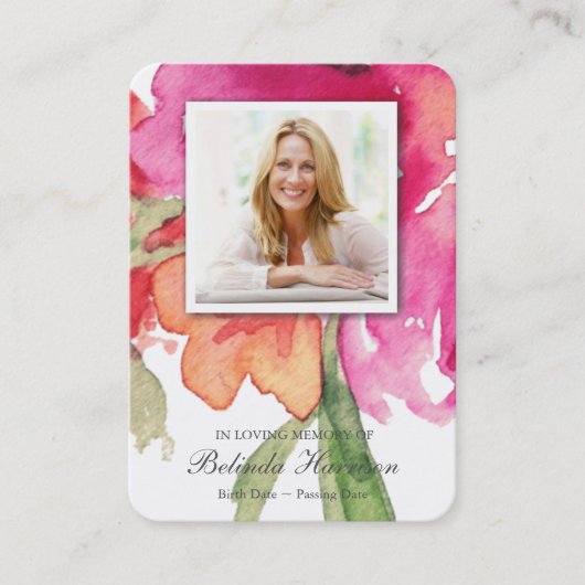 祈りの言葉カード |水彩花模様マキシ 名刺 (正面)