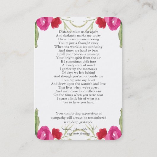 祈りの言葉カード |水彩花模様マキシ 名刺 (裏面)