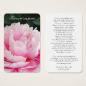 祈りの言葉カード |美しいピンクの牡丹 (正面&裏面)