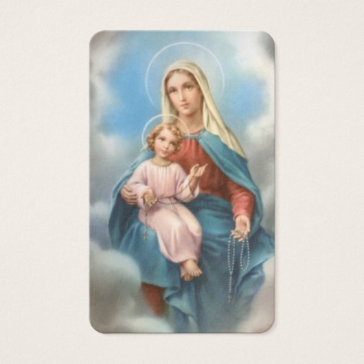 祈りの言葉カード |聖なるロザリオの私たちの女性 (正面)