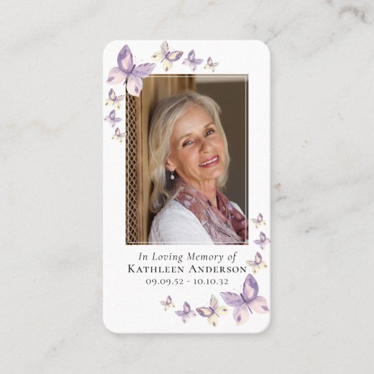 祈りの言葉カード |薄紫蝶の写真 コーリングカード (正面)