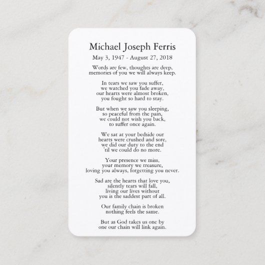 祈りの言葉カード | Lone Tree 3 - Deluxe 名刺 (裏面)