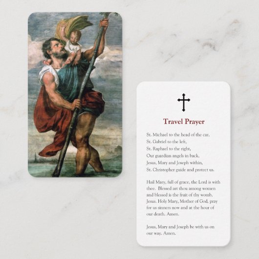 祈りの言葉カード| St Christopher旅行 名刺 (正面/裏面)