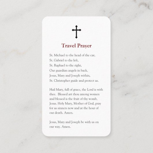 祈りの言葉カード| St Christopher旅行 名刺 (裏面)