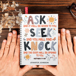 祈りの言葉ジャーナル聖なる書物、 経典バイブルMatthew 7:7 ノートブック