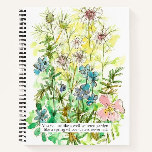 祈りの言葉ジャーナル聖書聖句イザヤ58 11 Primrose ノートブック (正面)