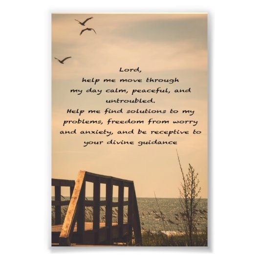 祈りの言葉セレニティピースガイダンスサニーシースケープ フォトプリント (正面)