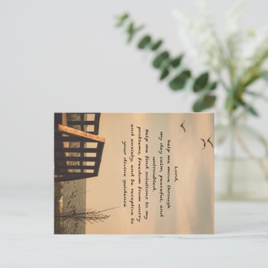 祈りの言葉セレニティピースガイダンスサニーシースケープ ポストカード (スタンド正面)